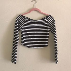 Striped long sleeve crop